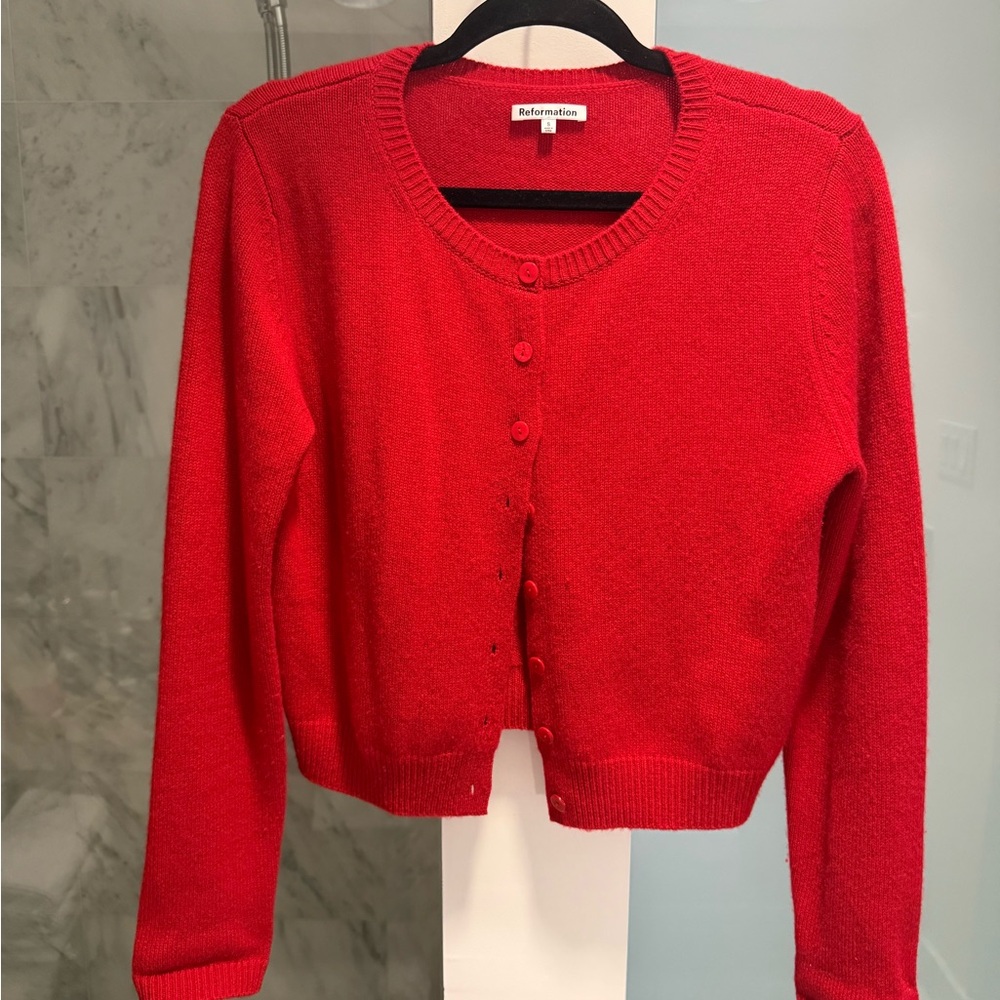 Reformation Clara Cashmere Crewneck Cardigan